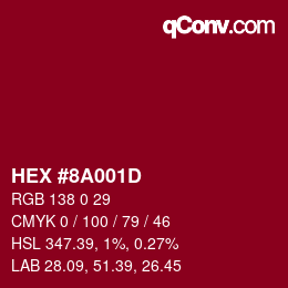 Color code: HEX #8A001D | qconv.com