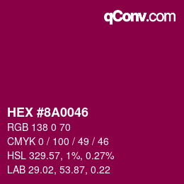 Código de color: HEX #8A0046 | qconv.com