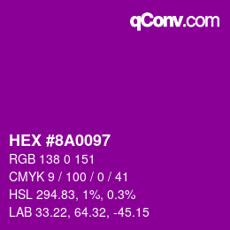 Color code: HEX #8A0097 | qconv.com