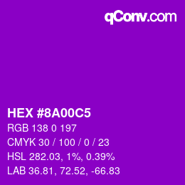Color code: HEX #8A00C5 | qconv.com