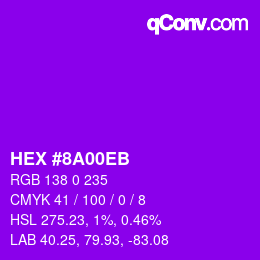 Color code: HEX #8A00EB | qconv.com