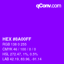 Color code: HEX #8A00FF | qconv.com