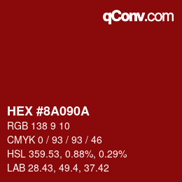 Color code: HEX #8A090A | qconv.com