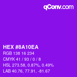 Color code: HEX #8A10EA | qconv.com