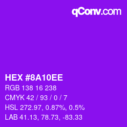 Color code: HEX #8A10EE | qconv.com