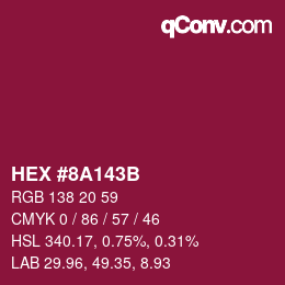 Color code: HEX #8A143B | qconv.com