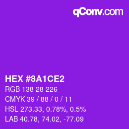 Color code: HEX #8A1CE2 | qconv.com