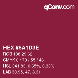 Color code: HEX #8A1D3E | qconv.com