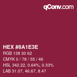 Farbcode: HEX #8A1E3E | qconv.com