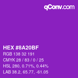 Color code: HEX #8A20BF | qconv.com