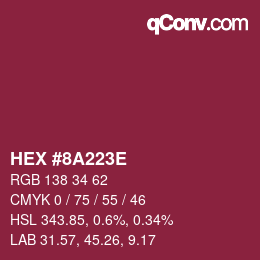 Color code: HEX #8A223E | qconv.com