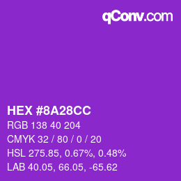 Color code: HEX #8A28CC | qconv.com