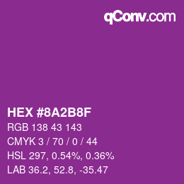 Color code: HEX #8A2B8F | qconv.com