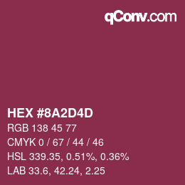Color code: HEX #8A2D4D | qconv.com