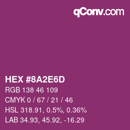 Farbcode: HEX #8A2E6D | qconv.com