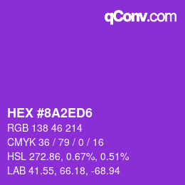 颜色代码: HEX #8A2ED6 | qconv.com
