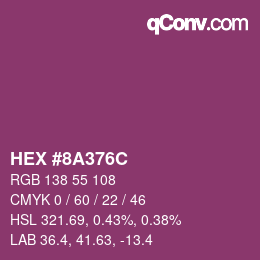 颜色代码: HEX #8A376C | qconv.com
