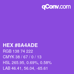 Color code: HEX #8A4ADE | qconv.com