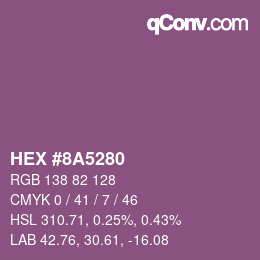 カラーコード: HEX #8A5280 | qconv.com