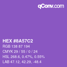 Farbcode: HEX #8A57C2 | qconv.com