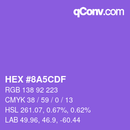 Color code: HEX #8A5CDF | qconv.com