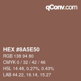 Color code: HEX #8A5E50 | qconv.com