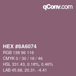 Color code: HEX #8A6074 | qconv.com