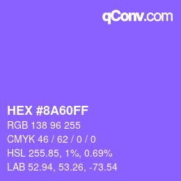 Color code: HEX #8A60FF | qconv.com