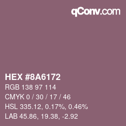 Farbcode: HEX #8A6172 | qconv.com