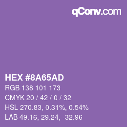 Color code: HEX #8A65AD | qconv.com