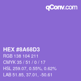 カラーコード: HEX #8A68D3 | qconv.com