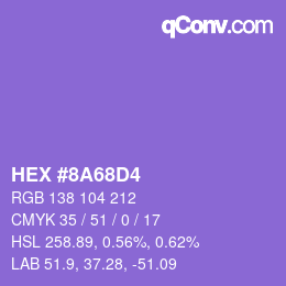 颜色代码: HEX #8A68D4 | qconv.com