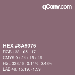 颜色代码: HEX #8A6975 | qconv.com