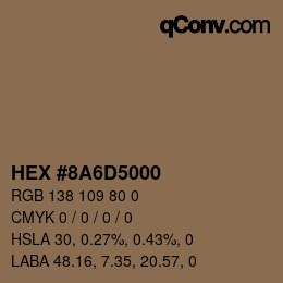 Color code: HEX #8A6D5000 | qconv.com