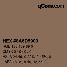 颜色代码: HEX #8A6D5900 | qconv.com