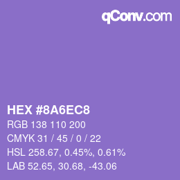 Color code: HEX #8A6EC8 | qconv.com