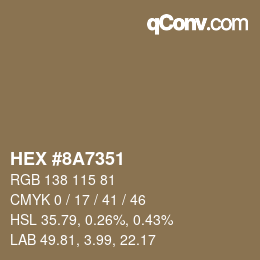 Color code: HEX #8A7351 | qconv.com