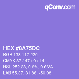 颜色代码: HEX #8A75DC | qconv.com