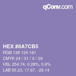 Farbcode: HEX #8A7CB5 | qconv.com