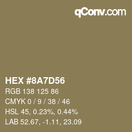 Color code: HEX #8A7D56 | qconv.com
