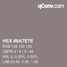 Color code: HEX #8A7E7E | qconv.com