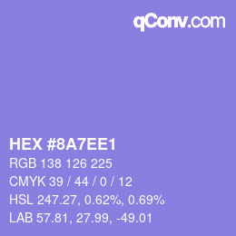 カラーコード: HEX #8A7EE1 | qconv.com