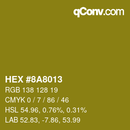 カラーコード: HEX #8A8013 | qconv.com