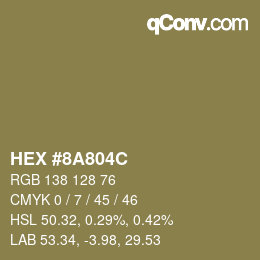 Color code: HEX #8A804C | qconv.com