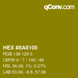 颜色代码: HEX #8A8100 | qconv.com