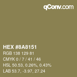 Color code: HEX #8A8151 | qconv.com