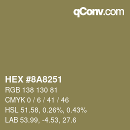 Color code: HEX #8A8251 | qconv.com