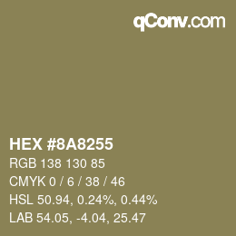 Color code: HEX #8A8255 | qconv.com