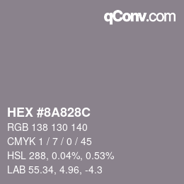 Color code: HEX #8A828C | qconv.com