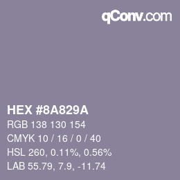 Color code: HEX #8A829A | qconv.com